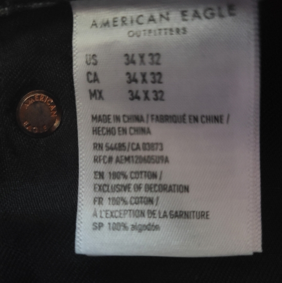 American Eagle Faded Black Washed Men's Skater Jean 32x32 - Picture 6 of 7